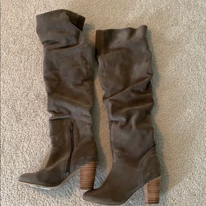 Seychelles Boots Taupe Leather Suede Over Knee
